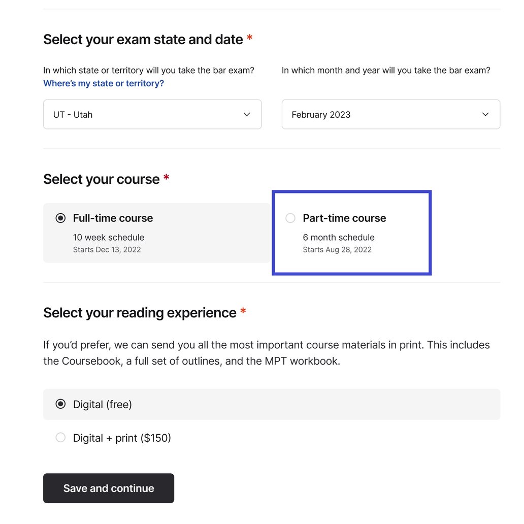 Does Quimbee offer a parttime bar review course?